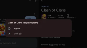 Clash of Clans APK keeps stop error 